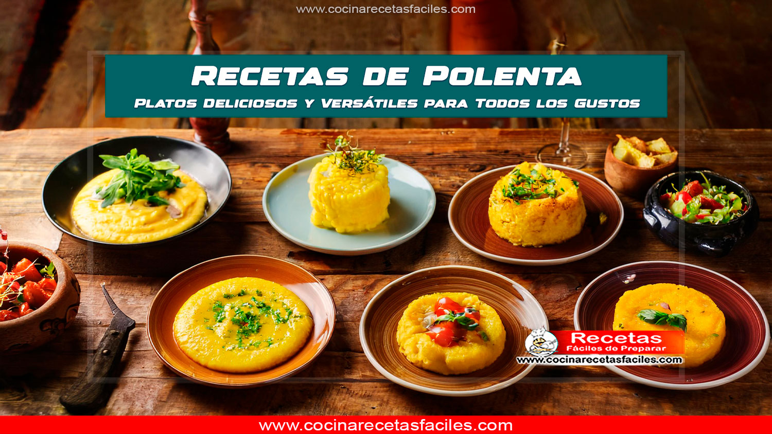 «Variedad de platos de polenta, como cremosa, a la plancha y frita, que muestran su versatilidad y deliciosos sabores».