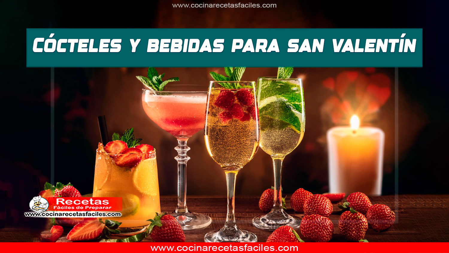 Cócteles románticos para San Valentín: champán con frambuesas y mojito de fresa.