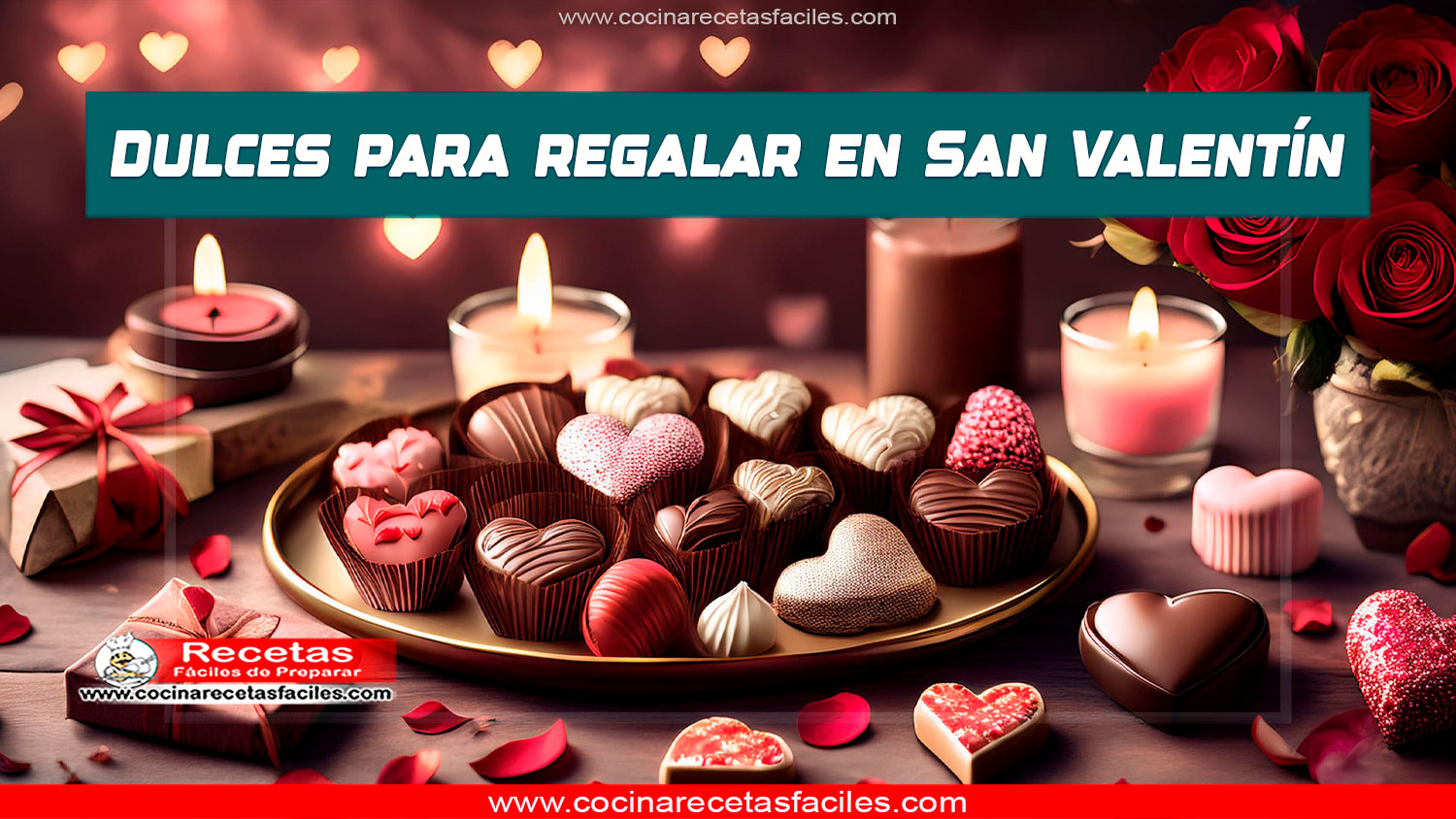 "Variedad de dulces caseros para San Valentín, incluyendo bombones, galletas y caramelos decorados."