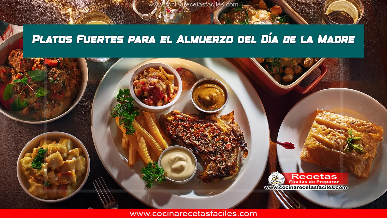 Platos fuertes caseros servidos en una mesa elegante